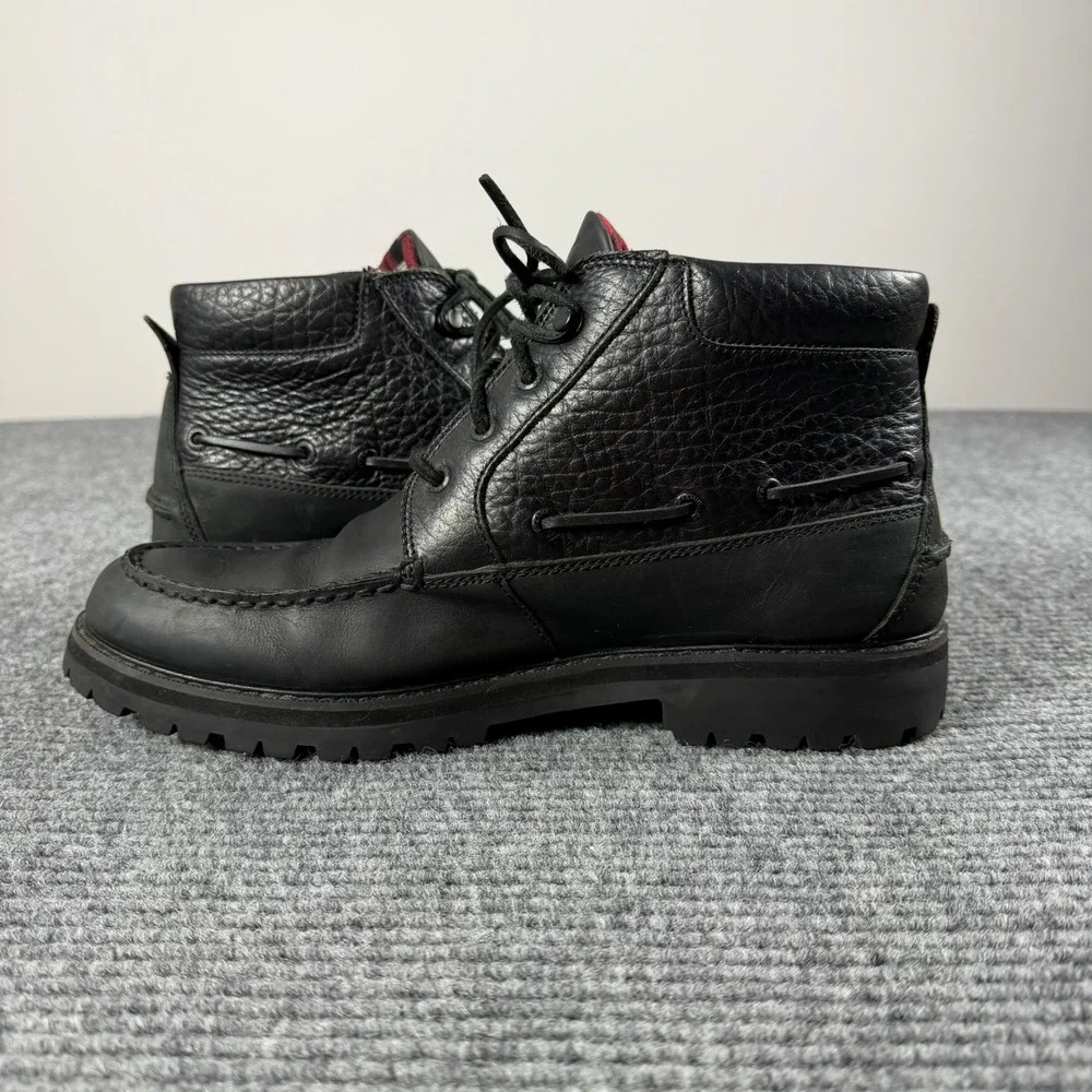 Sperry Men Black Waterproof Leather Flannel Lined Lug Sole Chukka Boots STS23634